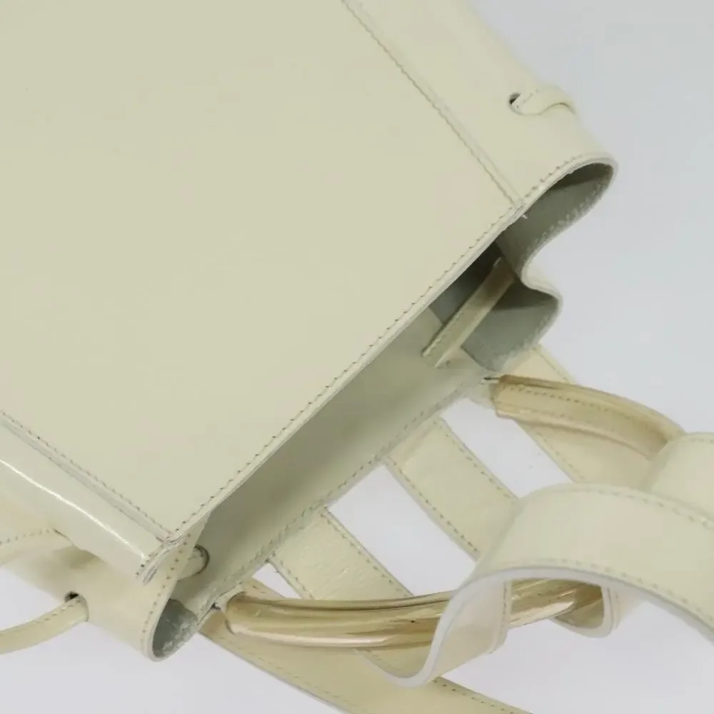 Salvatore Ferragamo Patent Leather Gancini Backpack White